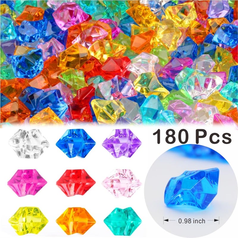 PMLAND Clear Fake Ice Rocks â€“ 180 Pcs Large Multicolor Assorted Acrylic Gems Crushed Plastic Diamonds Vase Filler for Centerpieces, Theme Decor, Holidays, Parties, Aquarium & Table Scatter - Image 2